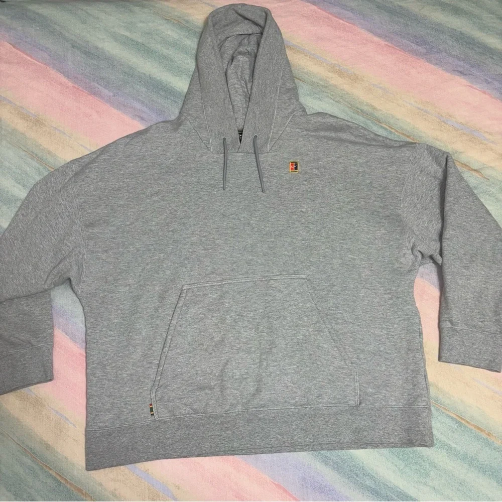 Nike Tennis Nike Court Logo Gray 100% Cotton Men’s Hoodie size 2XL
